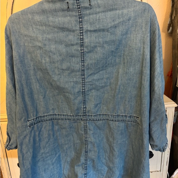 Pilcro Anthropologie Chambray Utility Anorak Jacket Removable Hood M/L - Picture 5 of 8